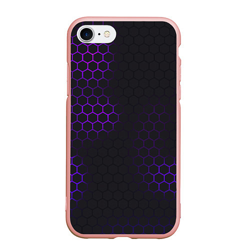 Чехол iPhone 7/8 матовый Броня из стали неоновый градиент / 3D-Светло-розовый – фото 1