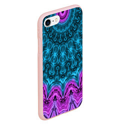 Чехол iPhone 7/8 матовый Малиново-синий орнамент калейдоскоп, цвет: 3D-светло-розовый — фото 2