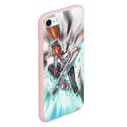 Чехол iPhone 7/8 матовый Chainsaw man blood, цвет: 3D-светло-розовый — фото 2