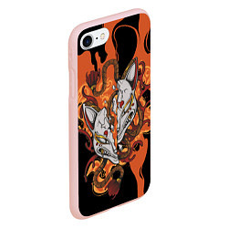 Чехол iPhone 7/8 матовый Огненная маска кицунэ, цвет: 3D-светло-розовый — фото 2