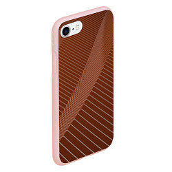 Чехол iPhone 7/8 матовый Абстрактные белые линии на коричневом паттерне, цвет: 3D-светло-розовый — фото 2