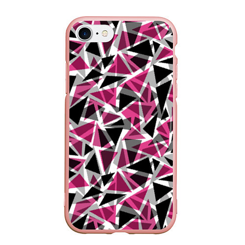 Чехол iPhone 7/8 матовый Геометрический абстрактный узор в вишнево серых и / 3D-Светло-розовый – фото 1