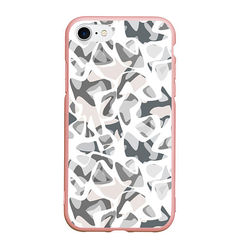 Чехол iPhone 7/8 матовый Абстрактный пятнистый узор Камуфляж зимний / 3D-Светло-розовый – фото 1