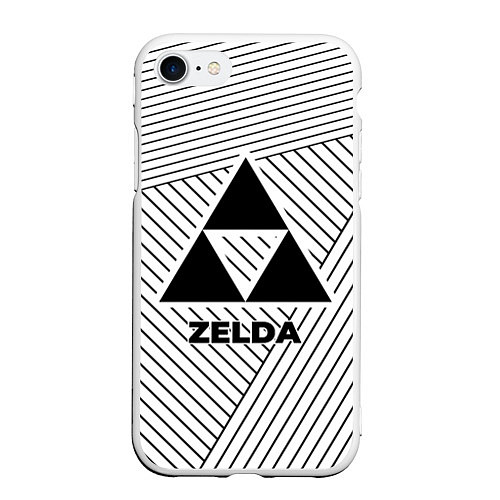 Чехол iPhone 7/8 матовый Символ Zelda на светлом фоне с полосами / 3D-Белый – фото 1