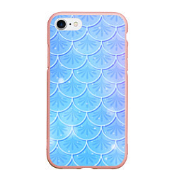 Чехол iPhone 7/8 матовый Голубая чешуя русалки - паттерн, цвет: 3D-светло-розовый