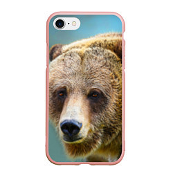 Чехол iPhone 7/8 матовый Русский бурый медведь, цвет: 3D-светло-розовый