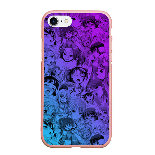 Чехол iPhone 7/8 матовый Ахегао красивый неон / 3D-Светло-розовый – фото 1