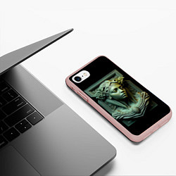 Чехол iPhone 7/8 матовый Нейросеть - барельеф античной девушки, цвет: 3D-светло-розовый — фото 2