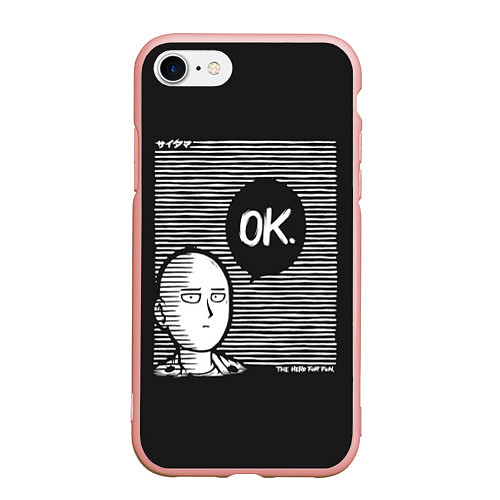 Чехол iPhone 7/8 матовый One punch man / 3D-Светло-розовый – фото 1