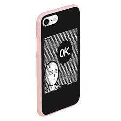 Чехол iPhone 7/8 матовый One punch man, цвет: 3D-светло-розовый — фото 2