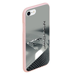 Чехол iPhone 7/8 матовый Jaguar - капот - эмблема, цвет: 3D-светло-розовый — фото 2