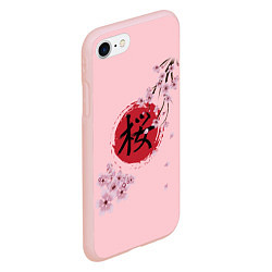 Чехол iPhone 7/8 матовый Цветущая вишня с иероглифом cакура, цвет: 3D-светло-розовый — фото 2