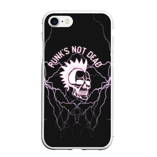 Чехол iPhone 7/8 матовый Punks not dead череп и молнии / 3D-Белый – фото 1