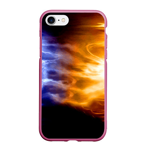 Чехол iPhone 7/8 матовый Борьба двух стихий - лёд и пламя / 3D-Малиновый – фото 1