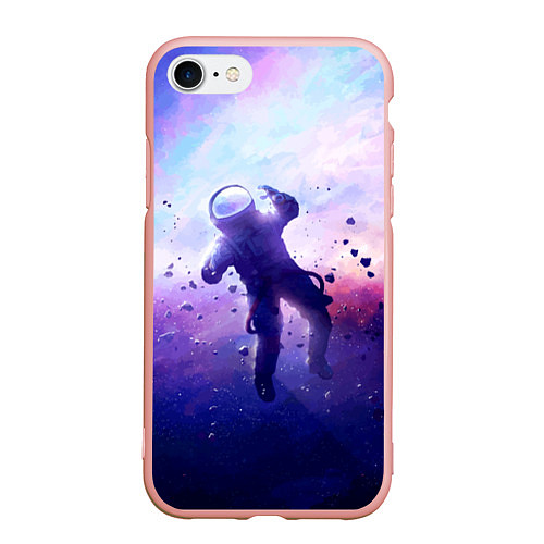 Чехол iPhone 7/8 матовый Космонавт в безвоздушном пространстве / 3D-Светло-розовый – фото 1