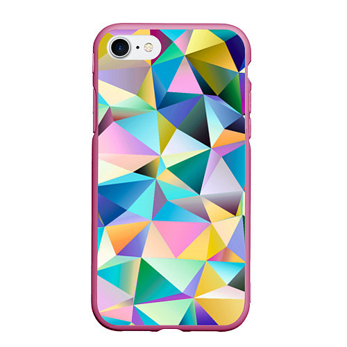 Чехол iPhone 7/8 матовый Полигональная текстура / 3D-Малиновый – фото 1