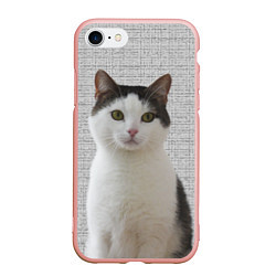 Чехол iPhone 7/8 матовый Задумчивый котик, цвет: 3D-светло-розовый