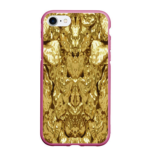 Чехол iPhone 7/8 матовый Золотая кожа / 3D-Малиновый – фото 1