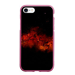 Чехол iPhone 7/8 матовый Абстрактные взрывы в космосе и красные звёзды, цвет: 3D-малиновый