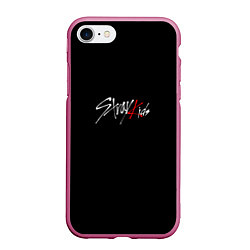 Чехол iPhone 7/8 матовый Stray Kids white logo, цвет: 3D-малиновый