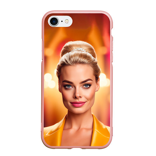 Чехол iPhone 7/8 матовый Нейросеть - Барби Марго Робби / 3D-Светло-розовый – фото 1