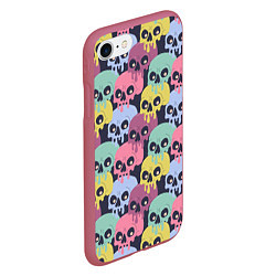Чехол iPhone 7/8 матовый Черепа разноцветные спрей, цвет: 3D-малиновый — фото 2