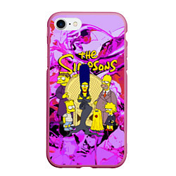 Чехол iPhone 7/8 матовый The flighty Simpsons family, цвет: 3D-малиновый