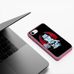 Чехол iPhone 7/8 матовый Wednesday Skull, цвет: 3D-малиновый — фото 2