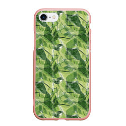 Чехол iPhone 7/8 матовый Милитари листья крупные, цвет: 3D-светло-розовый