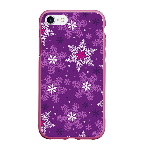 Чехол iPhone 7/8 матовый Violet snow / 3D-Малиновый – фото 1