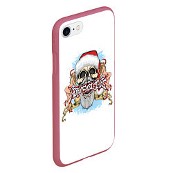 Чехол iPhone 7/8 матовый Merry Christmas Санта Хипстер, цвет: 3D-малиновый — фото 2