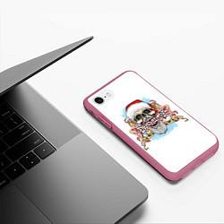 Чехол iPhone 7/8 матовый Merry Christmas Санта Хипстер, цвет: 3D-малиновый — фото 2