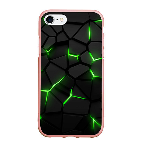 Чехол iPhone 7/8 матовый Green neon steel / 3D-Светло-розовый – фото 1