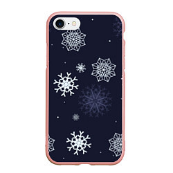Чехол iPhone 7/8 матовый Снежная ночь, цвет: 3D-светло-розовый