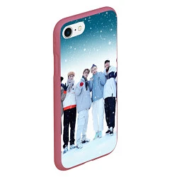 Чехол iPhone 7/8 матовый Stray Kids winter, цвет: 3D-малиновый — фото 2