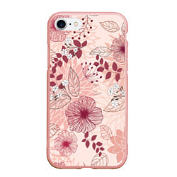 Чехол iPhone 7/8 матовый Floral pattern, цвет: 3D-светло-розовый