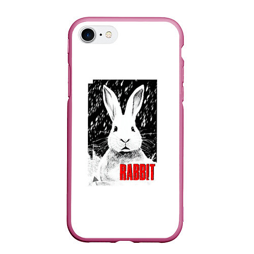 Чехол iPhone 7/8 матовый Строгий кролик / 3D-Малиновый – фото 1