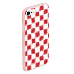 Чехол iPhone 7/8 матовый Красно-белый узор, цвет: 3D-светло-розовый — фото 2