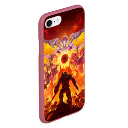 Чехол iPhone 7/8 матовый Doom в аду, цвет: 3D-малиновый — фото 2