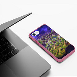 Чехол iPhone 7/8 матовый Фортнайт карта, цвет: 3D-малиновый — фото 2