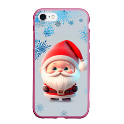 Чехол iPhone 7/8 матовый Дед мороз и много снежинок, цвет: 3D-малиновый