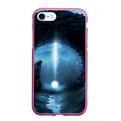 Чехол iPhone 7/8 матовый Тёмная арка и свет в космосе, цвет: 3D-малиновый