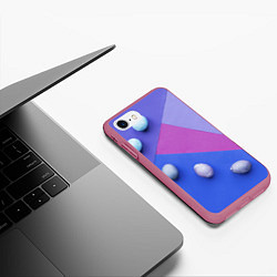Чехол iPhone 7/8 матовый Линии, фигуры, геометрия и сливы, цвет: 3D-малиновый — фото 2