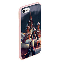 Чехол iPhone 7/8 матовый Лиса на Красной площади, цвет: 3D-светло-розовый — фото 2