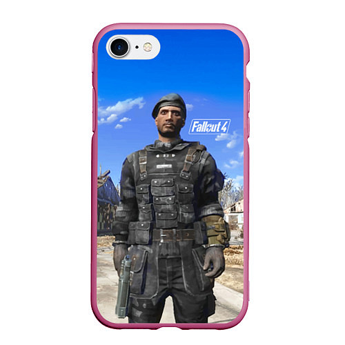 Чехол iPhone 7/8 матовый Field scribe commando - Fallout 4 / 3D-Малиновый – фото 1
