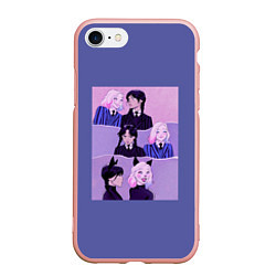 Чехол iPhone 7/8 матовый Чудеса дружбы Энид и Уэнсдей, цвет: 3D-светло-розовый