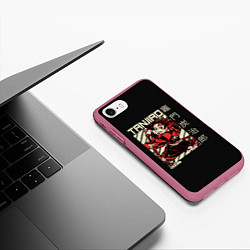 Чехол iPhone 7/8 матовый Танджиро Камадо: Клинок, рассекающий демонов, цвет: 3D-малиновый — фото 2