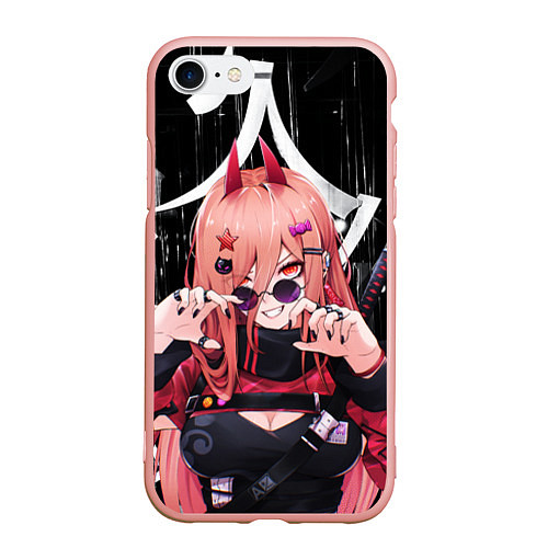 Чехол iPhone 7/8 матовый Chainsaw Man - Power / 3D-Светло-розовый – фото 1