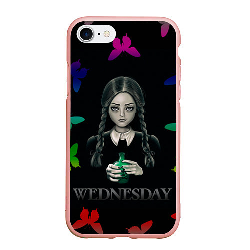 Чехол iPhone 7/8 матовый Wednesday - butterflies / 3D-Светло-розовый – фото 1