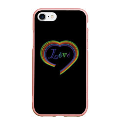Чехол iPhone 7/8 матовый Разноцветное сердце, цвет: 3D-светло-розовый